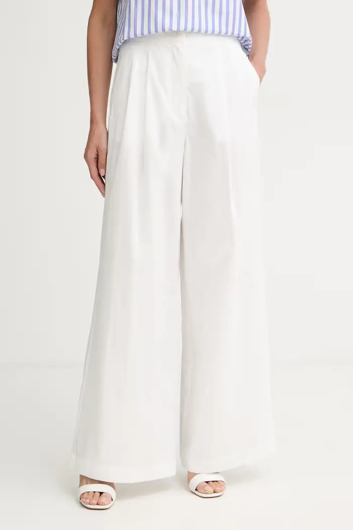 Weekend Max Mara pantaloni palazzo da donna in cotone BENDA Bianco