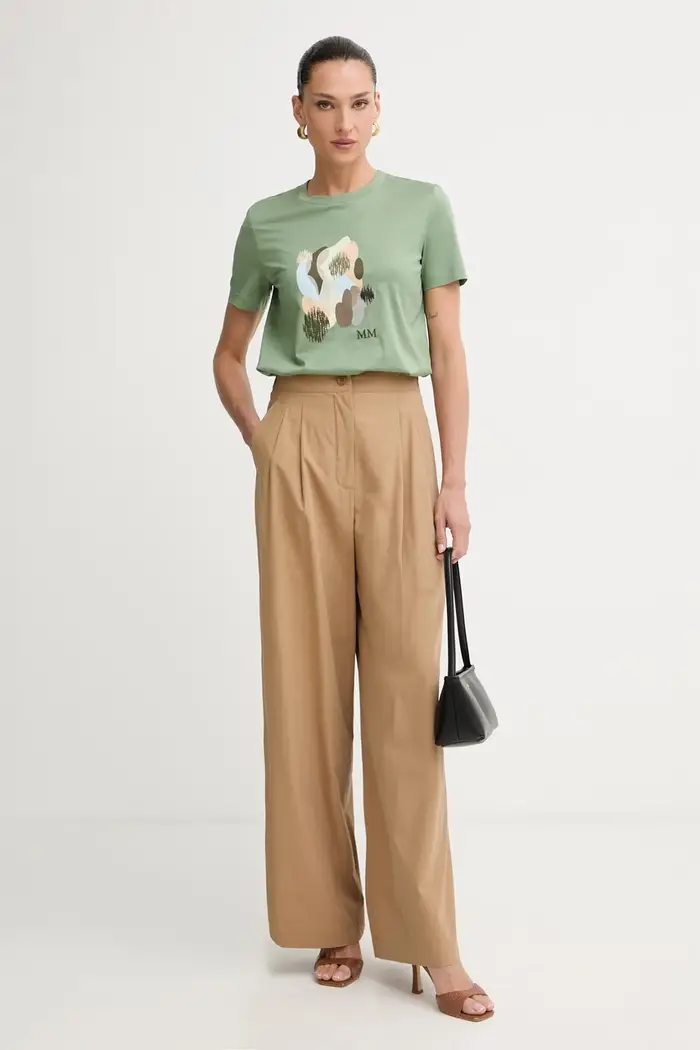 Weekend Max Mara pantaloni palazzo da donna in cotone BENDA Marrone