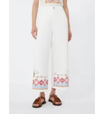 Weekend Max Mara per donna 2615131012600 Pantaloni bianchi a gamba larga Wkdadunco, Bianco, Casual, Cotone