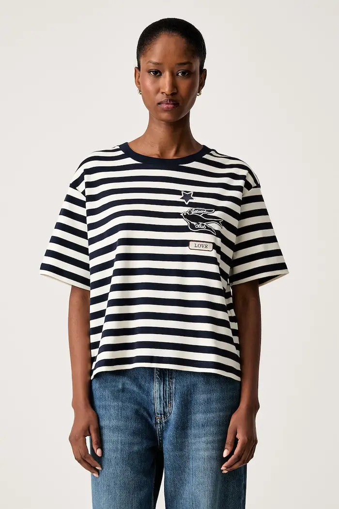 t-shirt da donna in cotone WKDSALA Blu navy