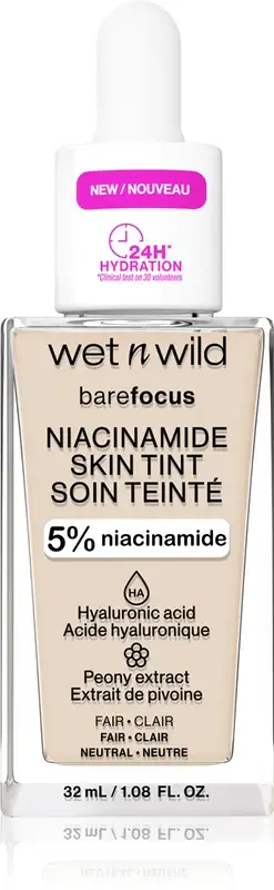 Wet n wild Bare Focus Niacinamide Skin Tint fondotinta idratante leggero colore Fair (Cool) 32 ml