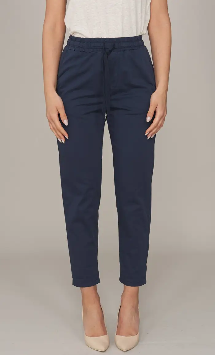 Pantalone white wise con coulisse in cotone, colore blu