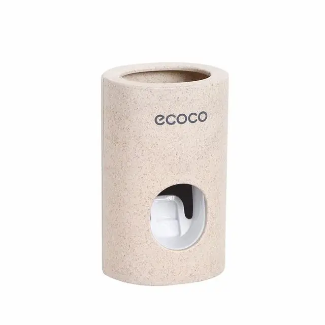 WIKHOSTAR Dispenser automatico di dentifricio Porta spazzolino antipolvere Supporto da parete Supporto da bagno Set di spremi dentifricio