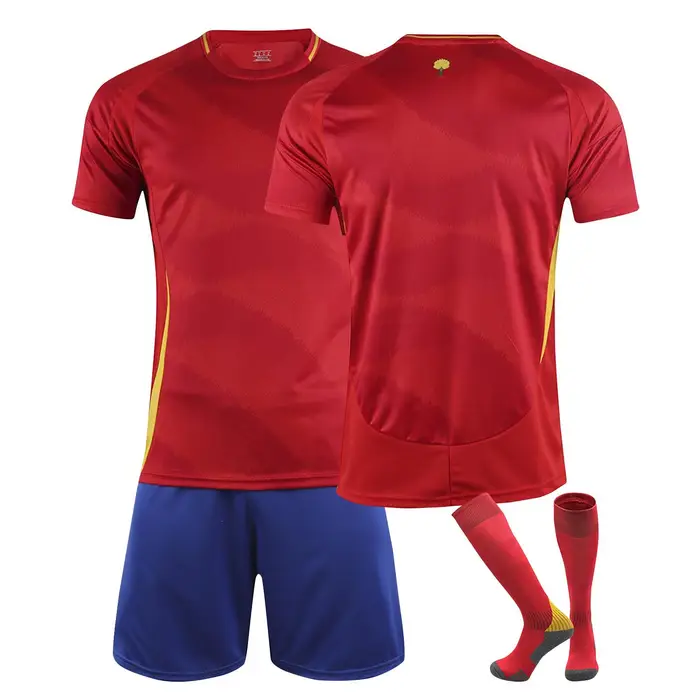 2425Maglia da calcio Spagna Home Pantaloncini e calzini Set Pantaloncini e calzini della nuova stagione Set per adulti e bambini S
