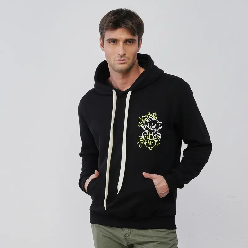 WITH SMITH Felpa nera da uomo con disegni