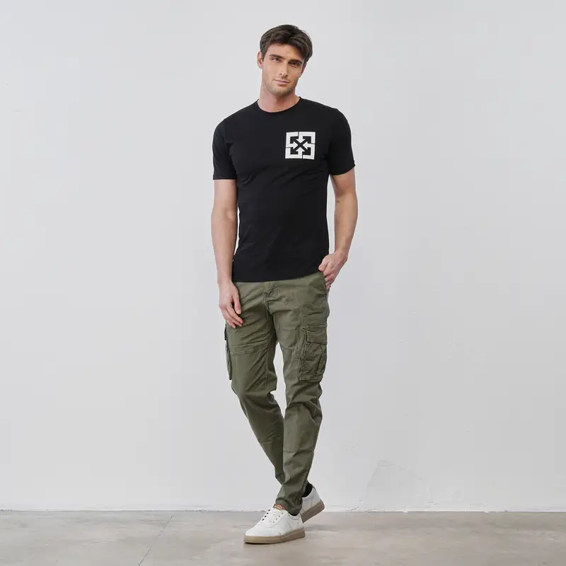 WITH SMITH Pantaloni verdi da uomo con tasconi