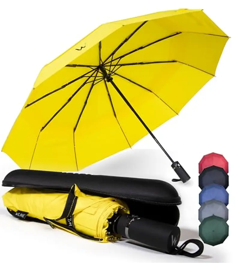 WLine Wind Ombrello Pieghevole Antivento da Pioggia con Apertura e Chiusura Automatica, Stoffa Teflon, Struttura Ultraresistente, Diametro