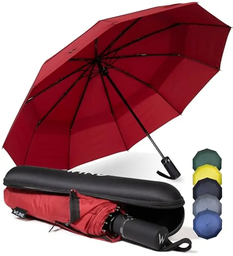 WLine Wind Ombrello Pieghevole Antivento da Pioggia con Apertura e Chiusura Automatica, Stoffa Teflon, Struttura Ultraresistente, Diametro