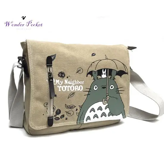 Borsa a tracolla messenger in tela con stampa Anime My Neighbor da donna 2 grigio