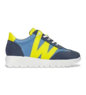 per donna A-2476_941_12087 Sneakers da corsa in pelle blu (39), Basso, Stringhe, Casual