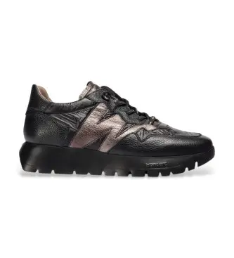 Wonders per donna A-2491 Sneakers in pelle nera Odisei 91, Nero, 1 a 3 cm, Stringhe, Casual