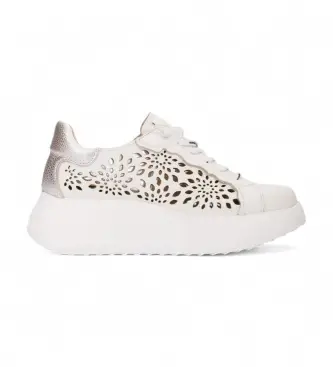 per donna A-3641_5437_6361 Sneakers in pelle Roma, (41), 3 a 5cm, Stringhe, Casual Bianco