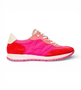 Wonders per donna A-4802 Sneakers in pelle rosa Towanda02, Basso, Stringhe, Casual Rosso
