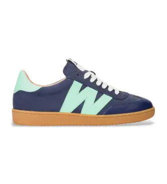 Wonders per donna AP-2001 Sneakers in pelle blu Nubia 01, Basso, Stringhe, Casual