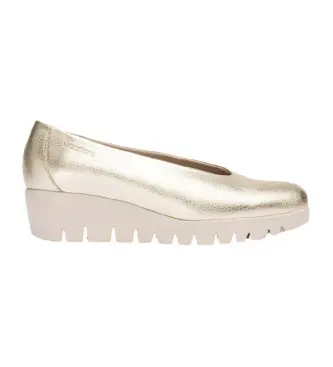 per donna C-33100_5432_7285 Scarpe con zeppa Fly color platino (40), Pelle, Oro, 5 a 8cm, Nessuno, Casual