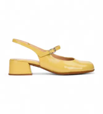 Wonders per donna D-2401_2024_371 Scarpe in pelle gialla Bruma 01, 3 a 5cm, Fibbia, Casual, Giallo, Classico