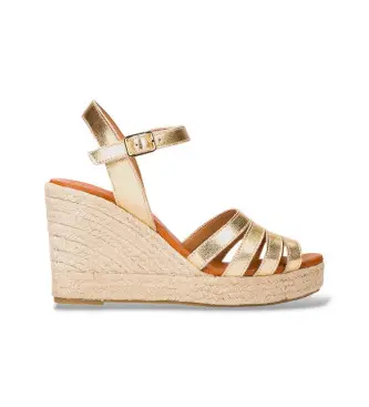 Wonders per donna YH-PI2671 Zeppe laminate in oro, 5 a 8cm, Fibbia, Casual