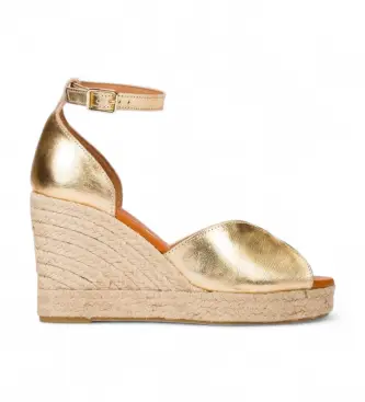 per donna YH-PI609_4654_6509 Espadrillas Pilar 09 in pelle dorata (37), Oro, 5 a 8cm, Fibbia, Casual