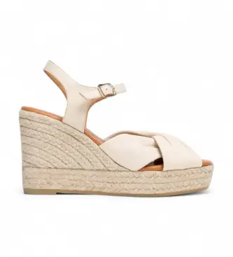 Wonders per donna YH-SO522_5447_8038 Espadrillas in pelle beige Anakena, 5 a 8cm, Fibbia, Casual