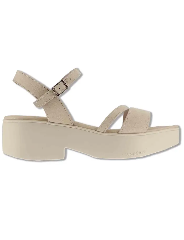 Wonders Sandali in pelle beige con zeppa in gomma Donna B-1001 020