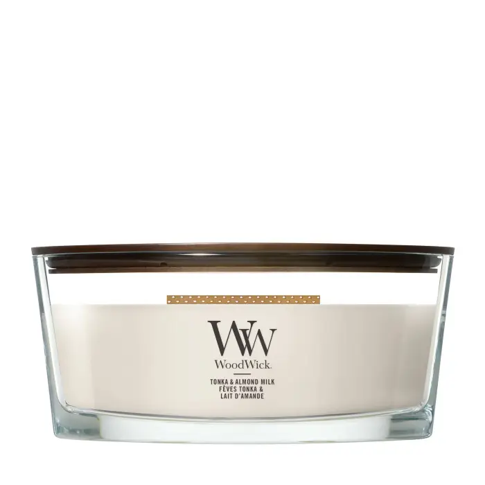 Woodwick Ellipse Candles Tonka & Almond Milk 453g - Candela Profumata