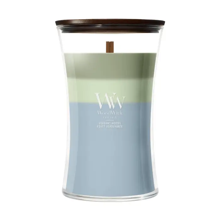 Woodwick Hourglass Candles Verdant Woods 609g - Candela Profumata