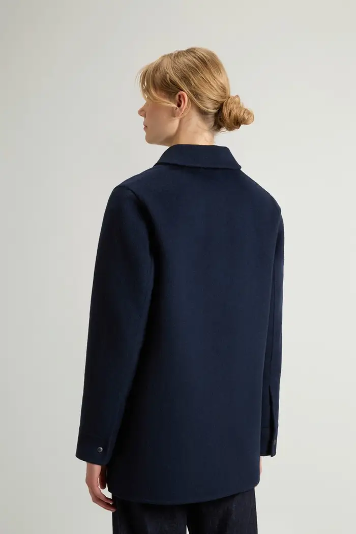 donna Cappotto in misto lana doppiata Blu Melton Blue