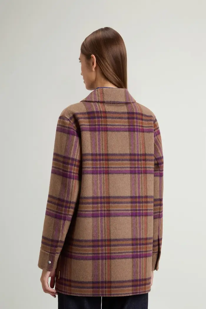 donna Cappotto in misto lana doppiata Marrone Bison Check