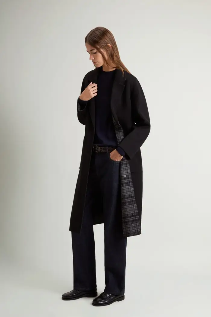 donna Cappotto in pura lana doppiata Nero Black