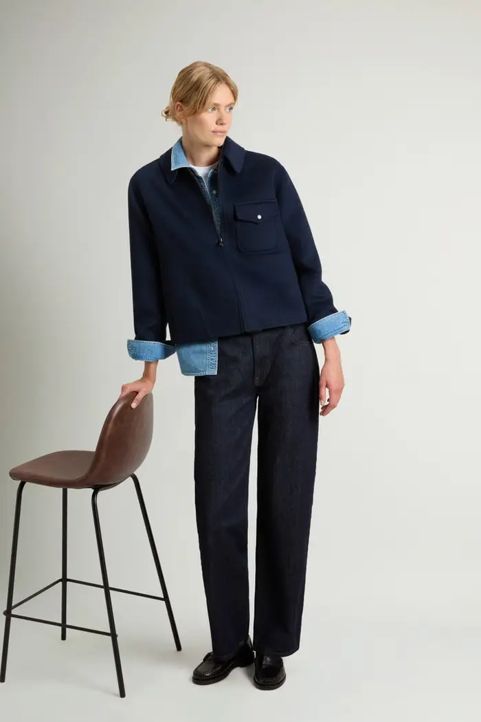 donna Giacca in misto lana doppiata Blu Melton Blue