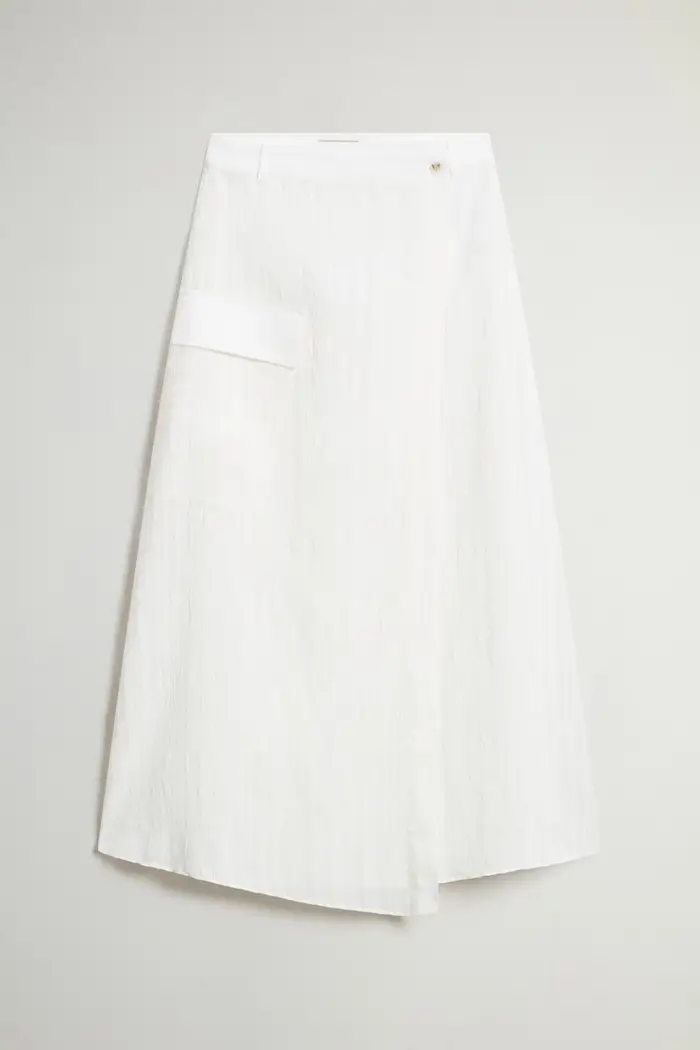 Woolrich donna Gonna in misto cotone e lino a quadri Bianco Arctic White