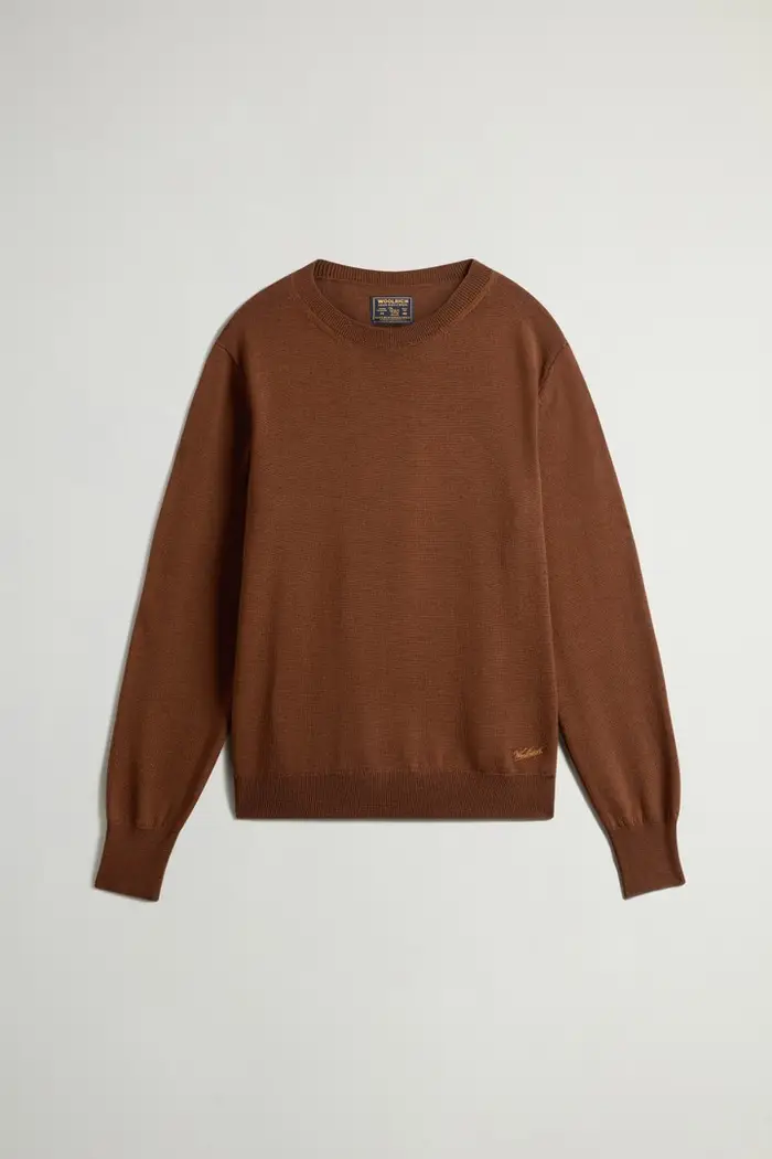 donna Maglione in pura lana vergine Merino Marrone Bison