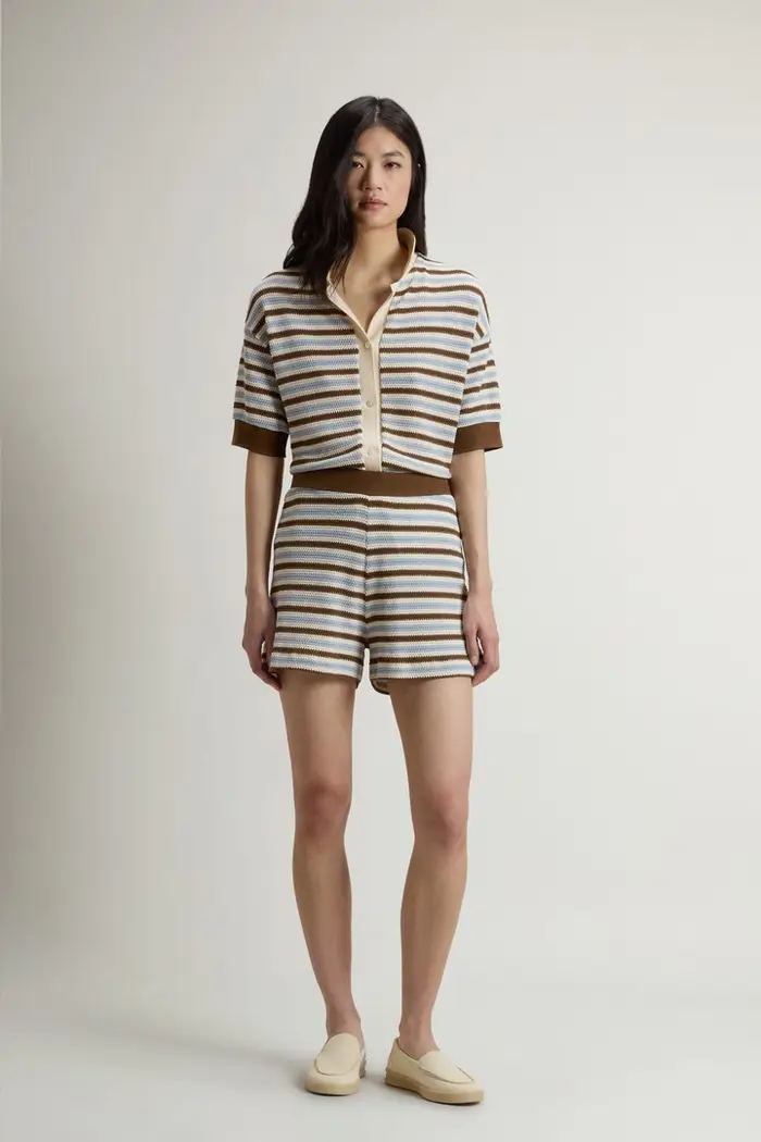 Woolrich donna Pantaloncini in jersey di misto cotone a righe Multicolore Acorn Stripe