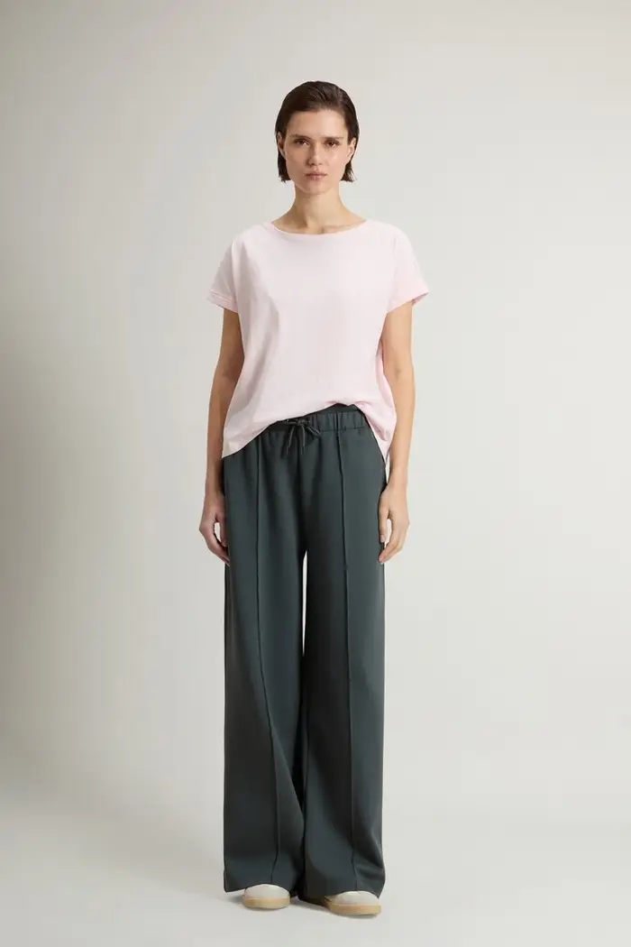 Woolrich donna Pantaloni in misto cotone Interlock Verde Forest Veil