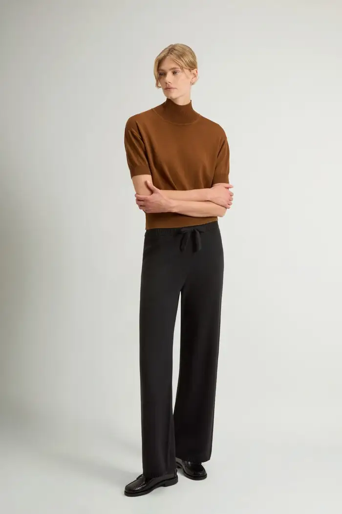 donna Pantaloni in misto lana e cashmere Nero Black