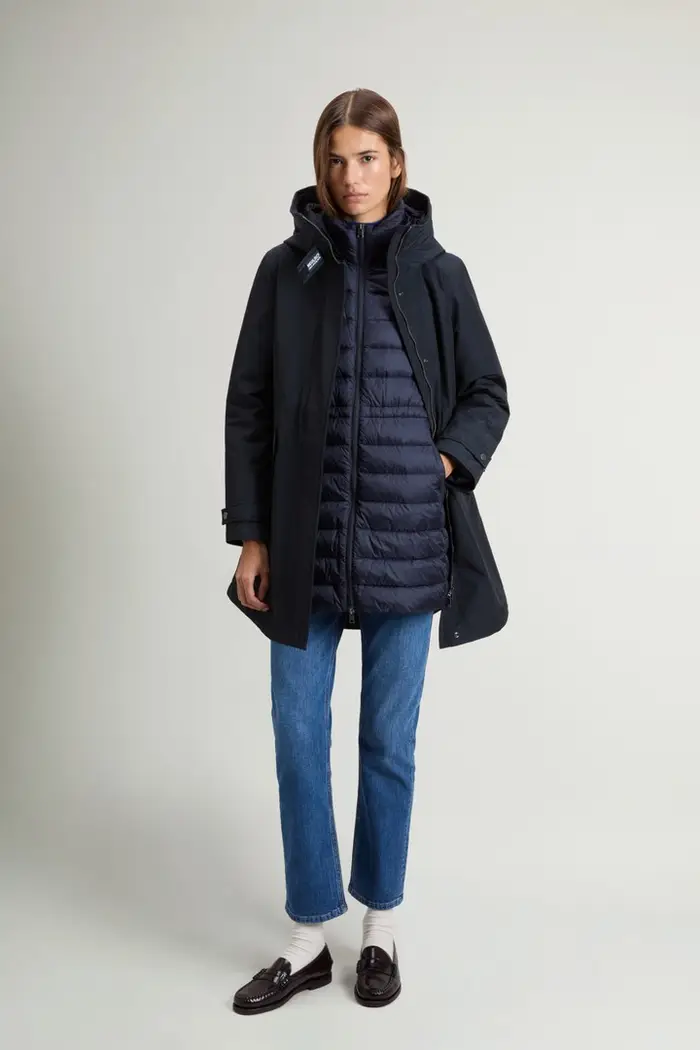 donna Parka 3 in 1 in Ramar Cloth Blu Dark Navy
