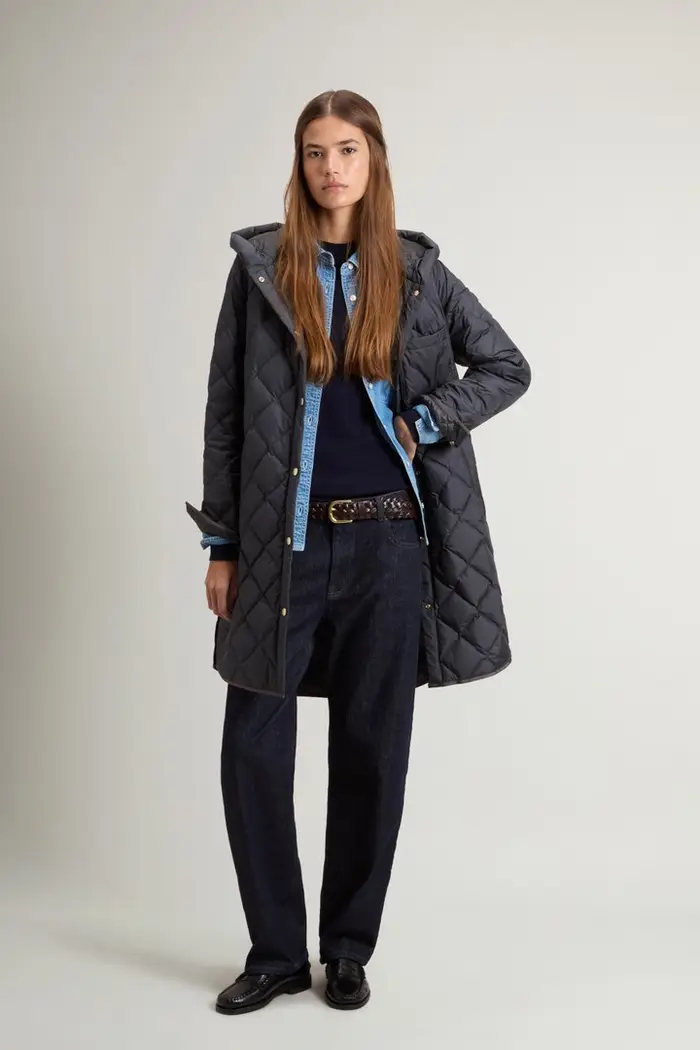donna Parka trapuntato in microfibra Grigio Charcoal Grey