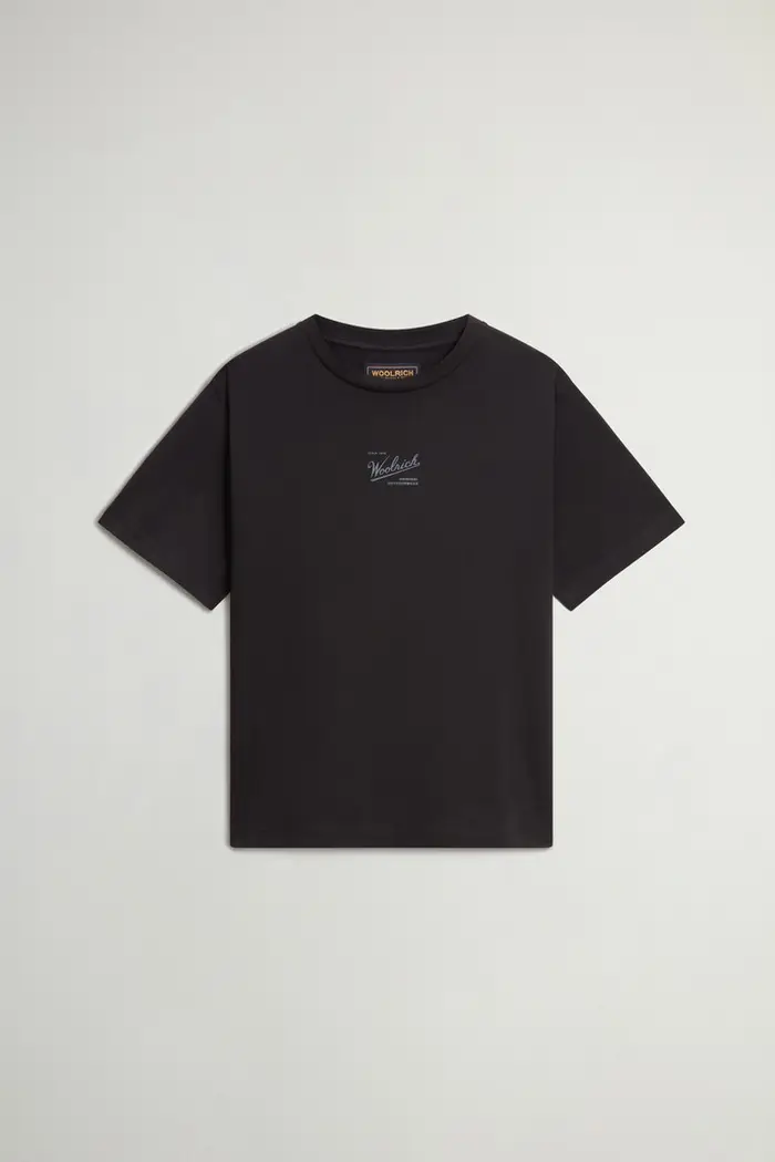donna T-shirt in puro cotone Pima Nero Black