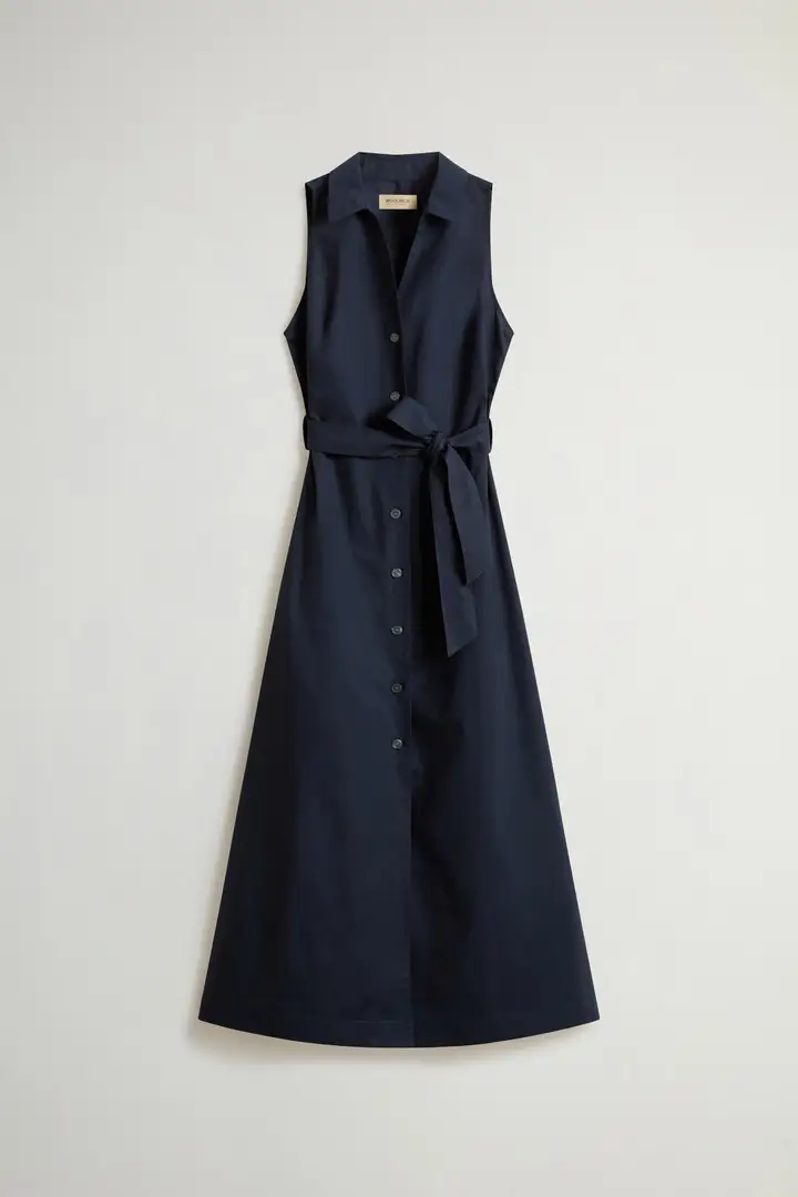 Woolrich donna Vestito chemisier in popeline di puro cotone con cintura Blu Melton Blue