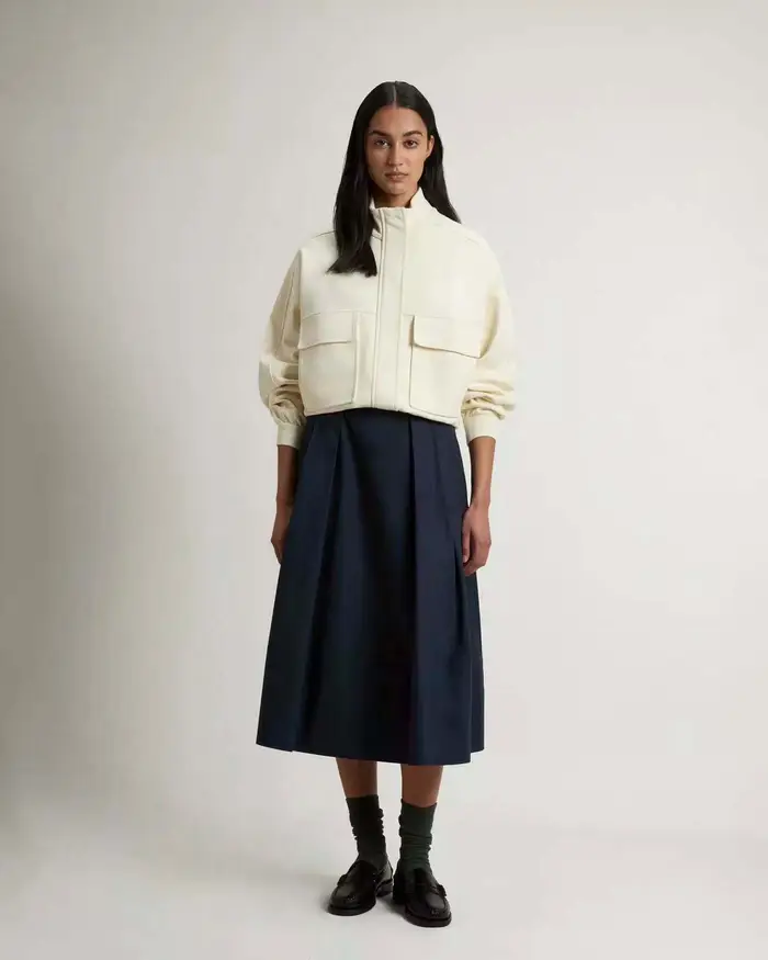 Gonna midi Woolrich blu a pieghe in cotone
