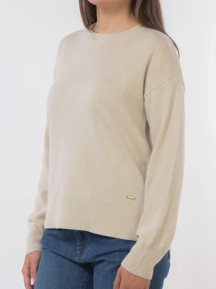 WOOLRICH maglia da donna in misto lana a girocollo BEIGE