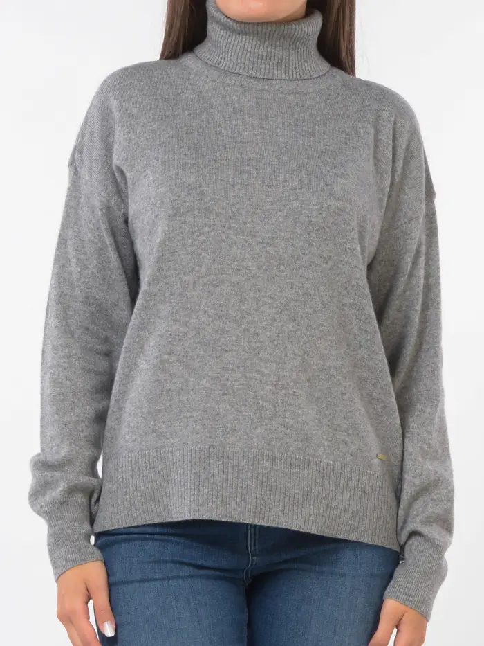 WOOLRICH maglia da donna in misto lana vergine con collo alto Grigio