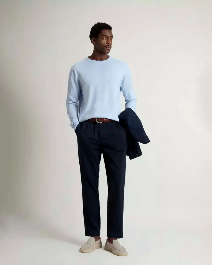 Woolrich Maglia azzurra girocollo in puro cotone