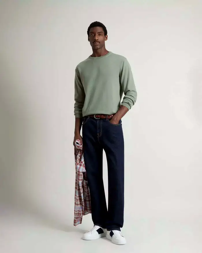 Woolrich Maglia salvia girocollo in puro cotone