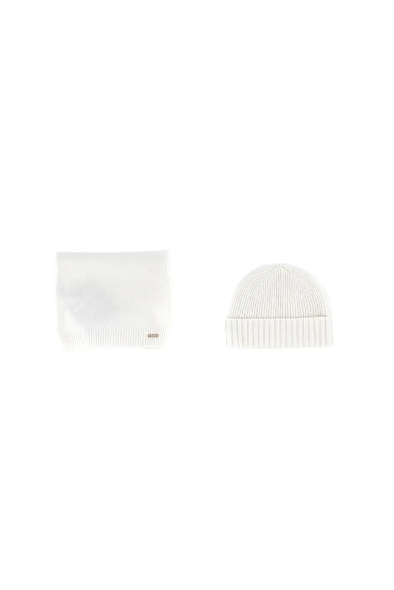 WOOLRICH Set accessori Donna Panna Gift box cappello e sciarpa