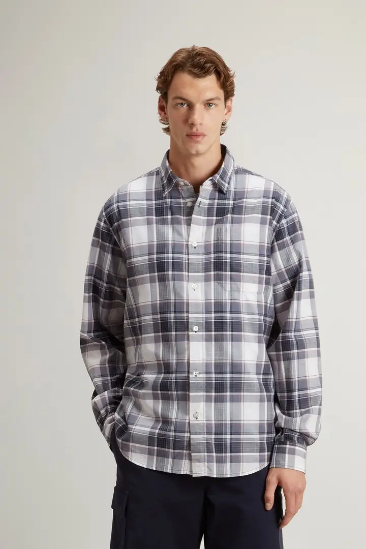 Woolrich uomo Camicia Warren in puro cotone a quadri Multicolore Grisaille Check