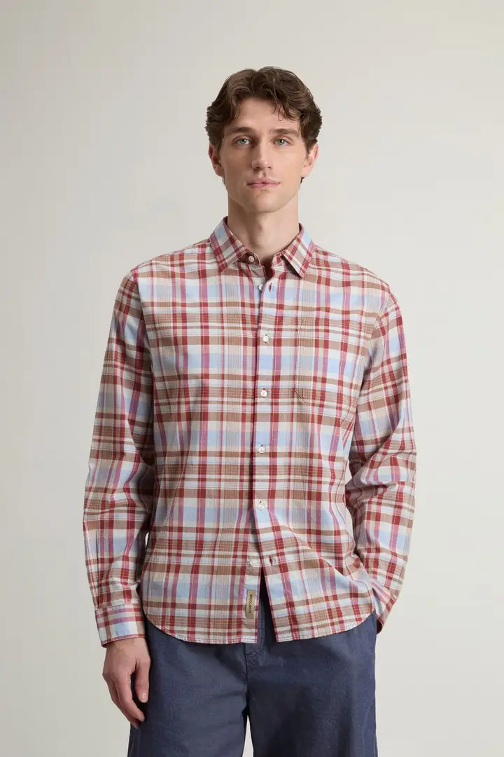 Woolrich uomo Camicia Warren in puro cotone a quadri Rosso Red Check