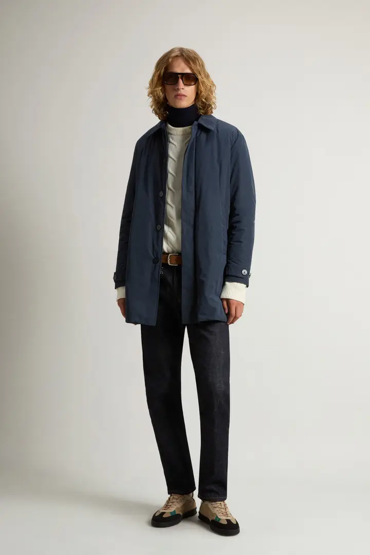 Woolrich Uomo Cappotto tinto in capo in Peached Urban Touch Blu Melton Blue