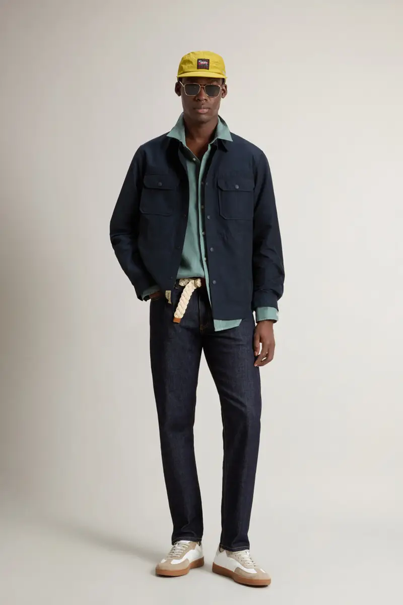 Woolrich Uomo Giacca a camicia in Light Ramar Blu