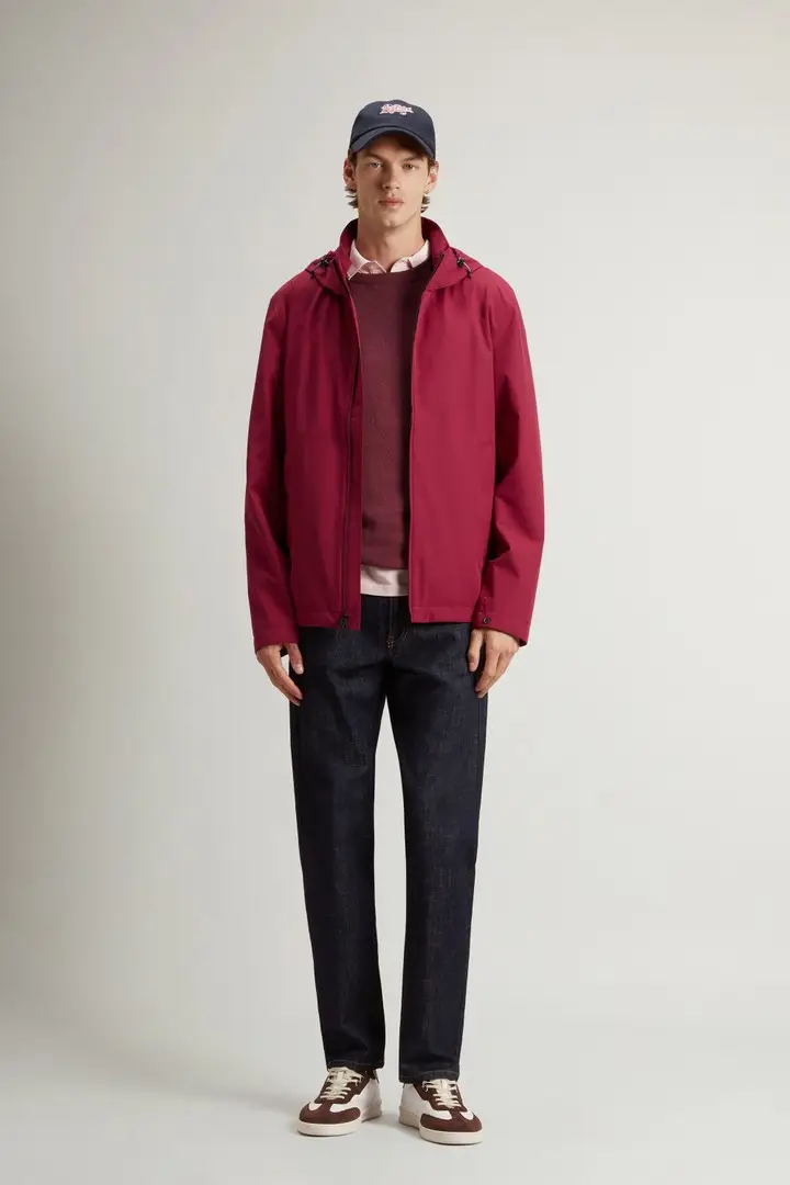 Woolrich uomo Giacca Pacific in tessuto a due strati Bordeaux Rhododendron